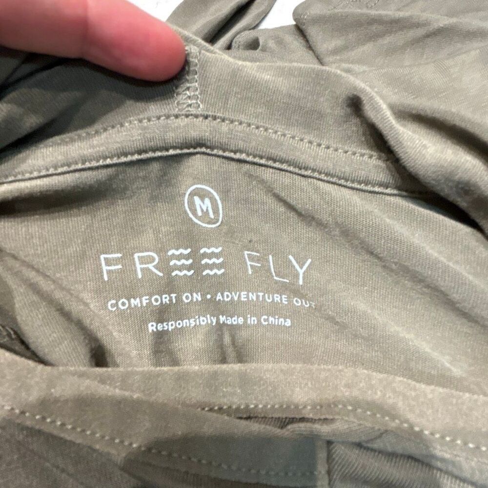 Free Fly Apparel Olive Green Long Sleeve Hooded Tee - Picture 6 of 9